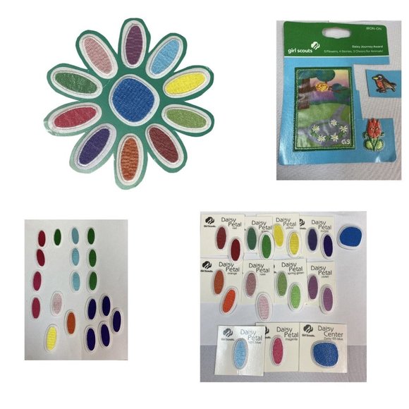 Girl Scouts Other - Daisy Girl Scout Flower Petal Patch Iron On Mixed LOT 40+ & template